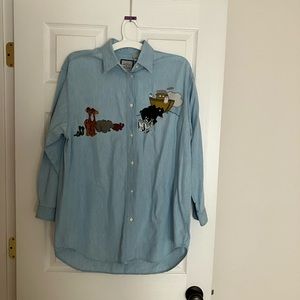 More & More Noah’s Ark Denim Shirt Size Small Men’s  80s Vintage